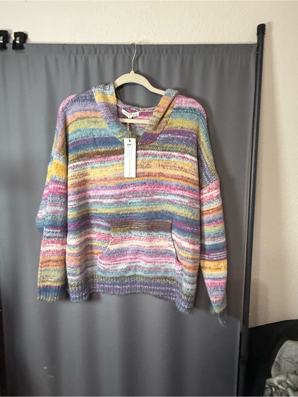 Woven Heart Multicolor Striped Cowl Sweater